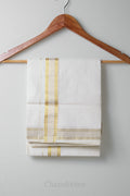 Golden Kara Kasav Mundu – 100% Cotton Traditional Kerala Dhoti