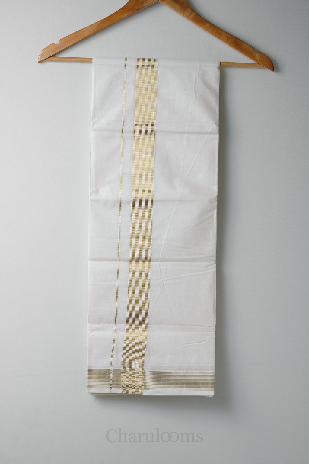 Golden Kara Kasav Mundu – 100% Cotton Traditional Kerala Dhoti