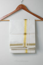 Golden Kara Kasav Mundu – 100% Cotton Traditional Kerala Dhoti