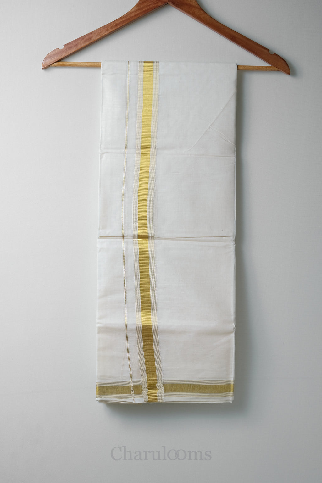 Golden Kara Kasav Mundu – 100% Cotton Traditional Kerala Dhoti