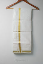 Golden Kara Kasav Mundu – 100% Cotton Traditional Kerala Dhoti