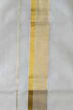 Golden Kara Kasav Mundu – 100% Cotton Traditional Kerala Dhoti