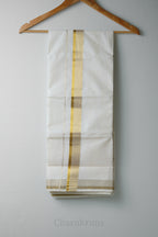 Golden Kara Kasav Mundu – 100% Cotton Traditional Kerala Dhoti
