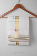 Golden Kara Kasav Mundu – 100% Cotton Traditional Kerala Dhoti