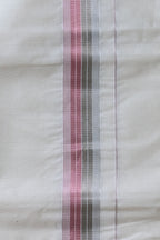Premium Silver & Rose Gold Kara Kasav Mundu – 100% Cotton Traditional Kerala Dhoti