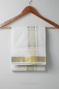 Premium Silver & Golden Tissue Kasav Mundu – 100% Cotton Traditional Kerala Dhoti