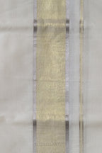 Premium Silver & Golden Tissue Kasav Mundu – 100% Cotton Traditional Kerala Dhoti