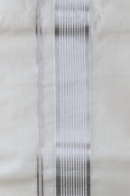 Premium Silver Kara Kasav Mundu – 100% Cotton Modern Kerala Dhoti
