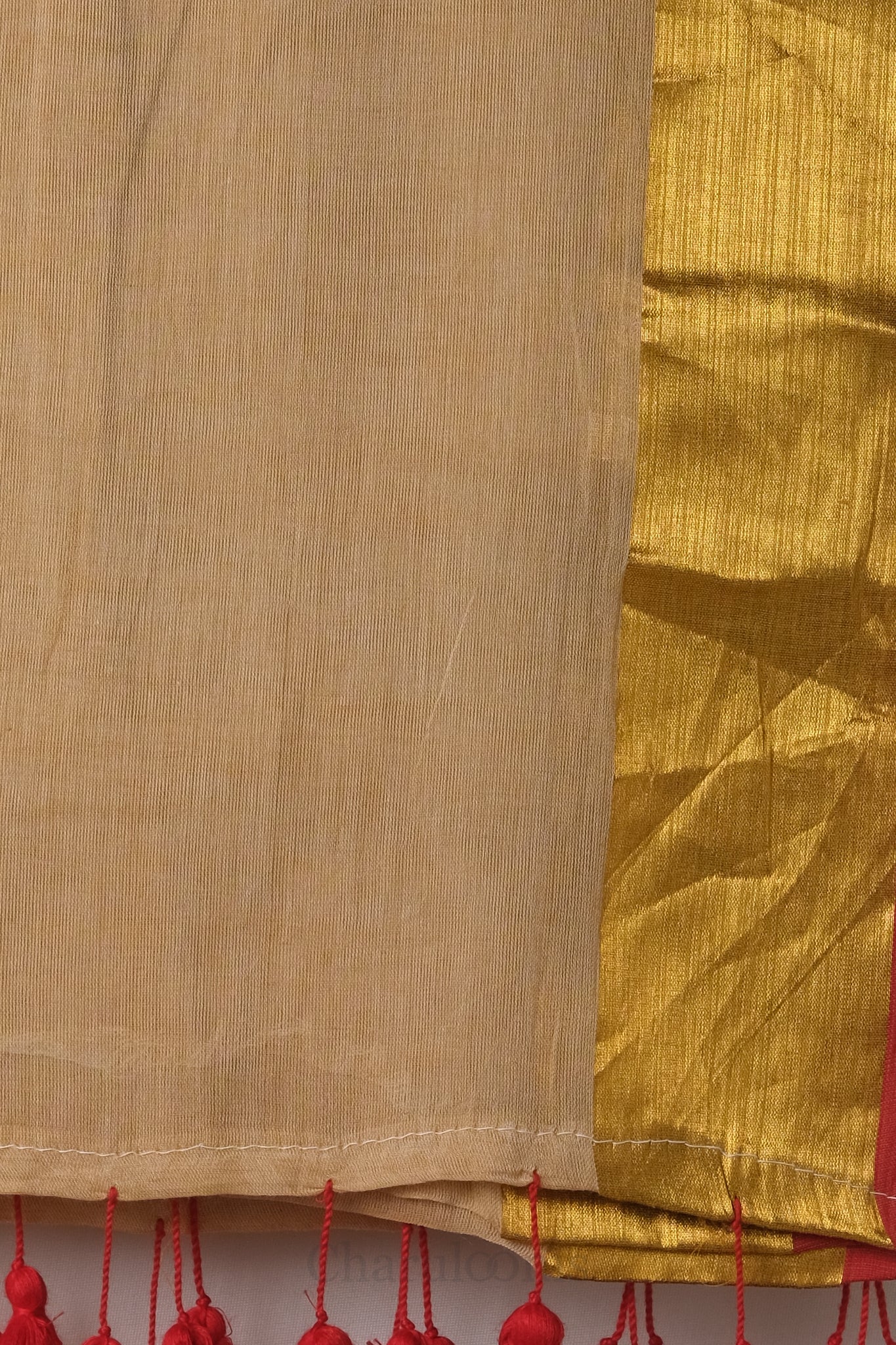 Red & Golden Border Mal Mal Cotton Saree – 100% Cotton Traditional Wear