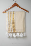 Cream & Golden Border Mal Mal Cotton Saree – 100% Cotton Traditional Wear