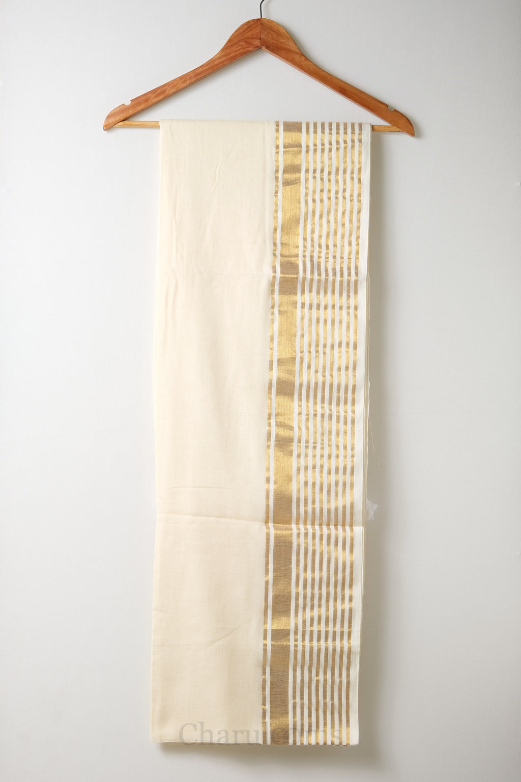 Cream & Golden Border Mal Mal Cotton Saree – 100% Cotton Traditional Wear