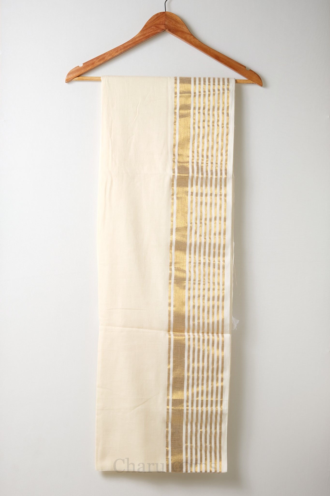 Cream & Golden Border Mal Mal Cotton Saree – 100% Cotton Traditional Wear