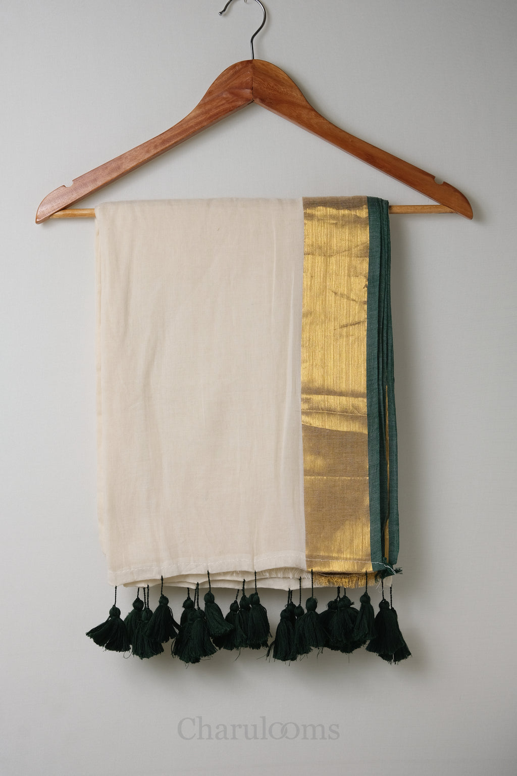 Green & Golden Border Mal Mal Cotton Saree – 100% Cotton Traditional Wear