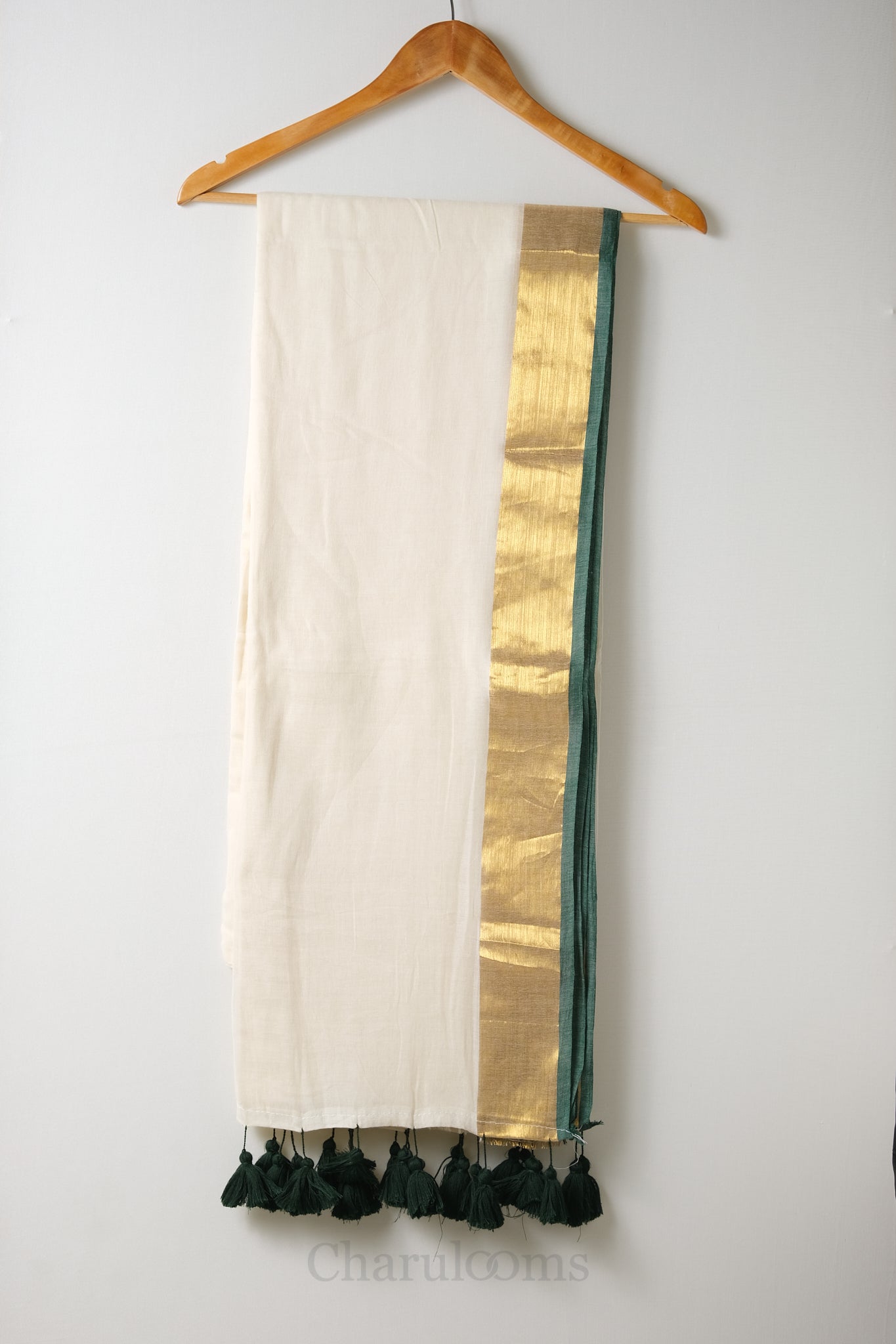 Green & Golden Border Mal Mal Cotton Saree – 100% Cotton Traditional Wear