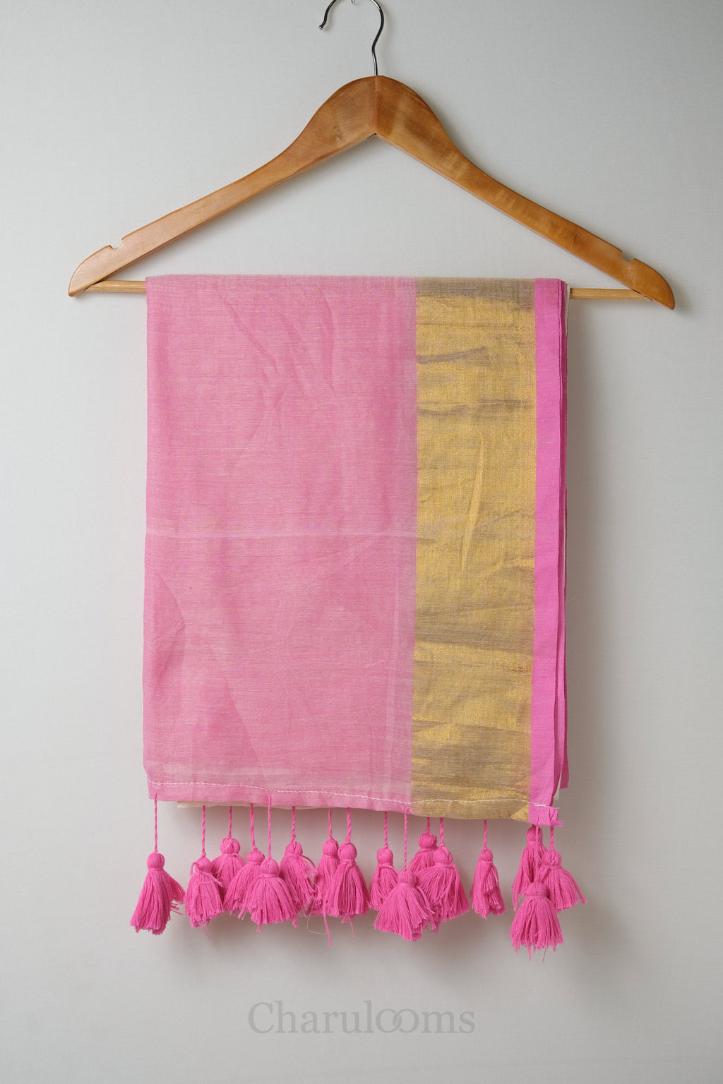 Cream & Pink Mal Mal Cotton Saree – 100% Cotton Elegant Daily Wear