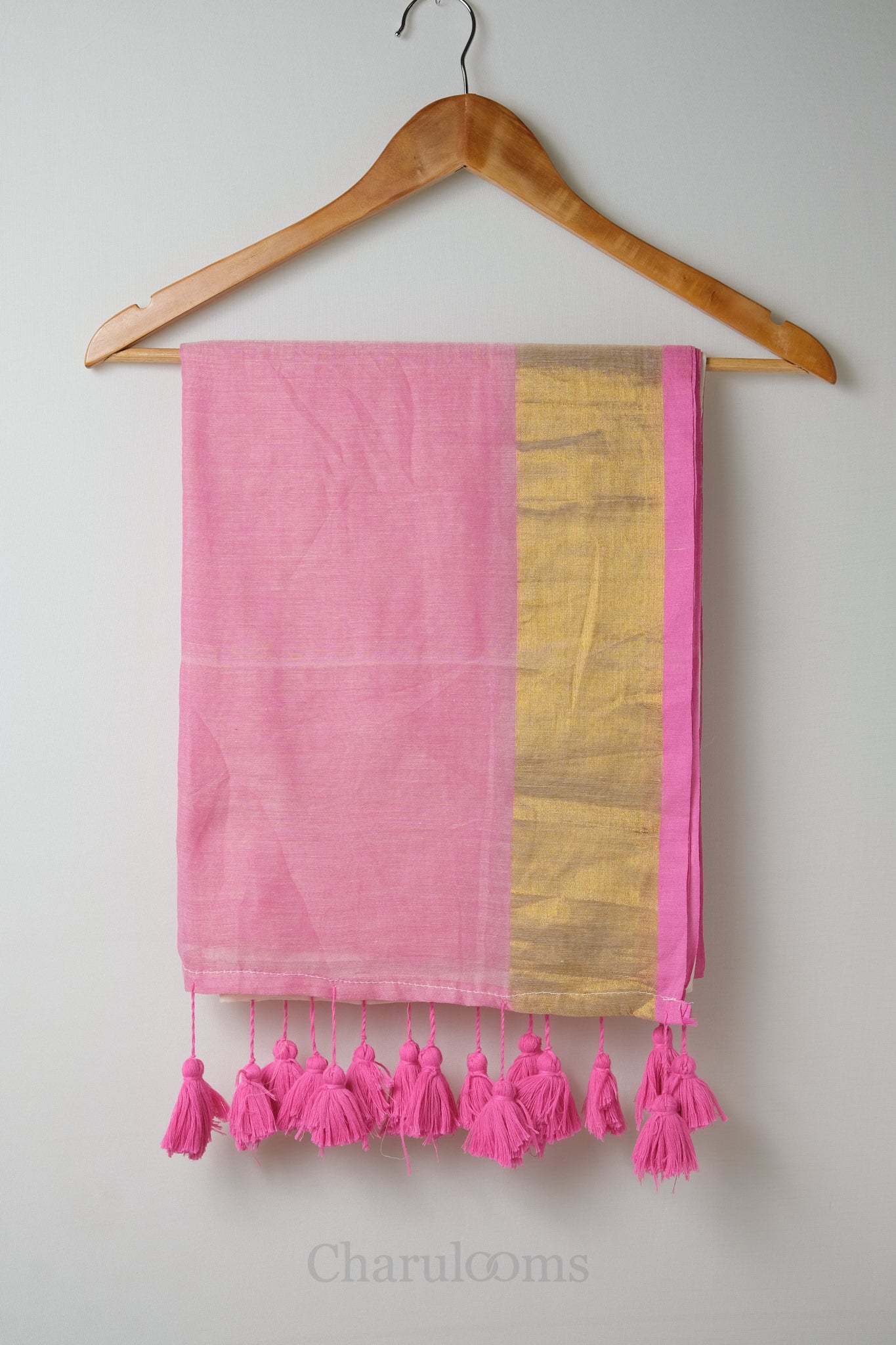 Cream & Pink Mal Mal Cotton Saree – 100% Cotton Elegant Daily Wear