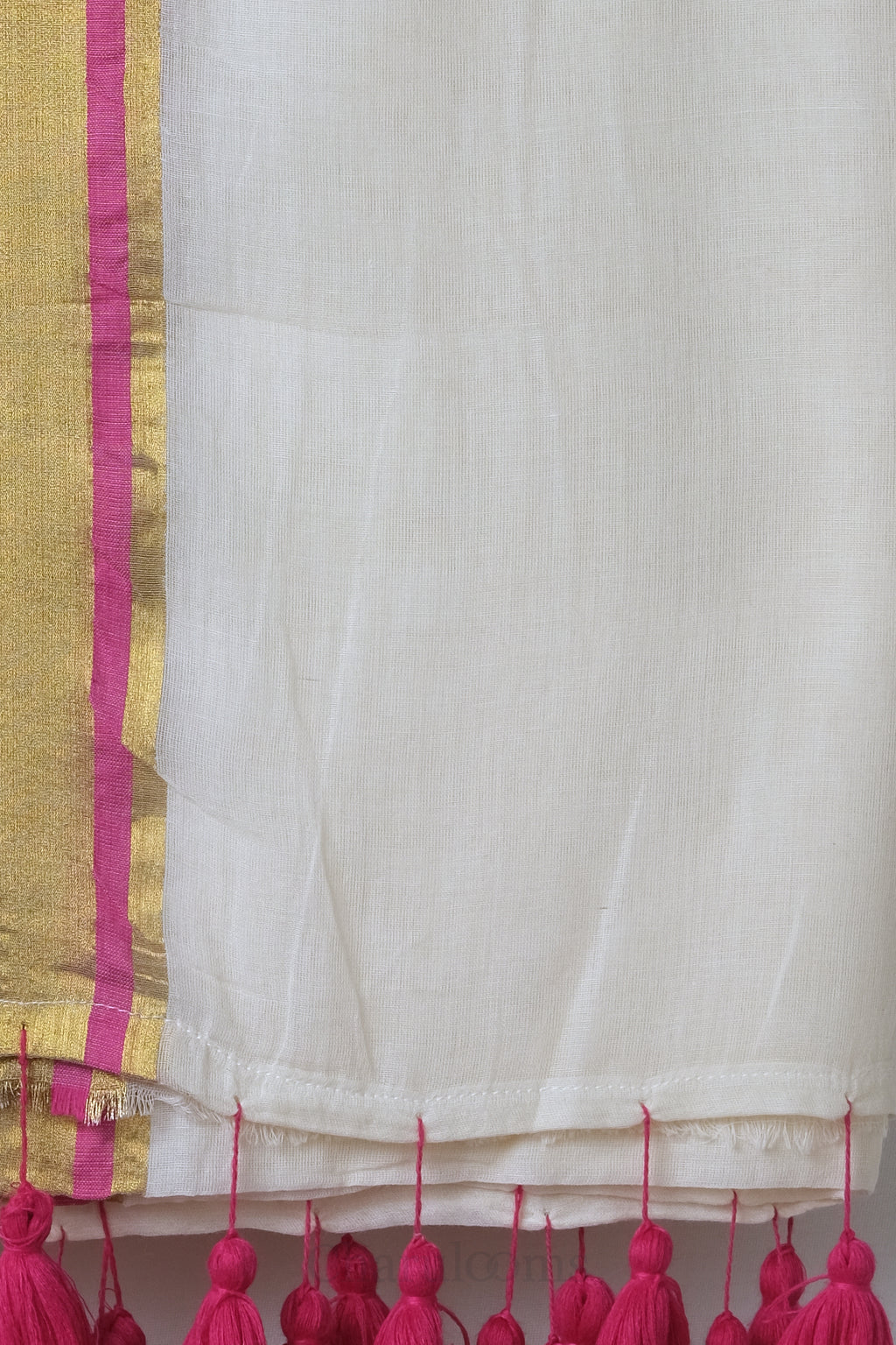 Pink & Golden Border Mal Mal Cotton Saree – 100% Cotton Traditional Wear