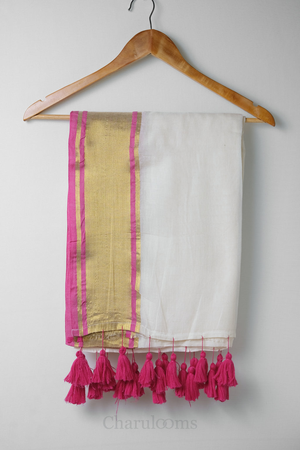 Pink & Golden Border Mal Mal Cotton Saree – 100% Cotton Traditional Wear