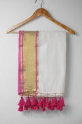 Pink & Golden Border Mal Mal Cotton Saree – 100% Cotton Traditional Wear