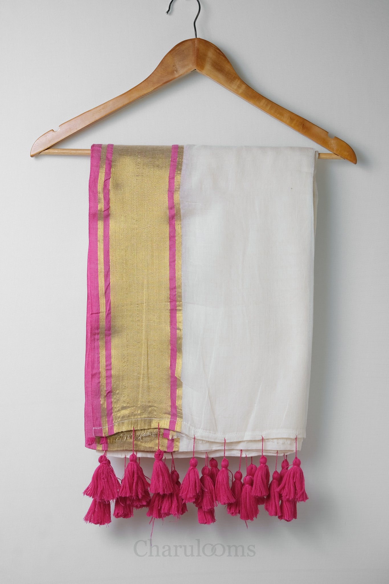 Pink & Golden Border Mal Mal Cotton Saree – 100% Cotton Traditional Wear