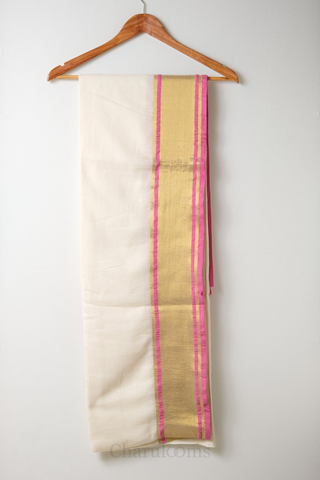 Pink & Golden Border Mal Mal Cotton Saree – 100% Cotton Traditional Wear
