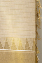 Golden Stripes Temple Border Tissue Set Saree – Premium Kerala Kasavu Blend