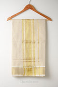 Micro Checks Golden Tissue Set Saree – Premium Kerala Kasavu Blend