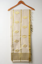 Premium Diamond Motif Golden Kasav Tissue Set Saree – Royal Heritage Collection