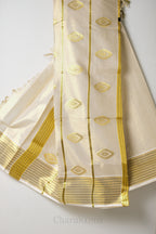 Premium Diamond Motif Golden Kasav Tissue Set Saree – Royal Heritage Collection