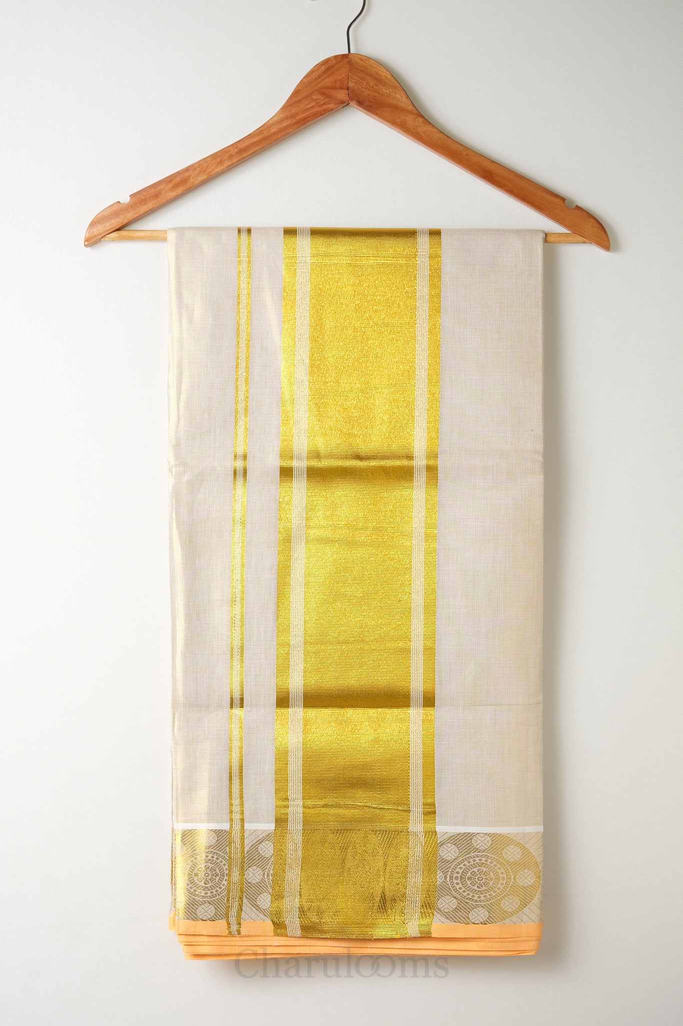 Premium Round Motif Golden Kasav Tissue Set Saree – Royal Heritage Collection