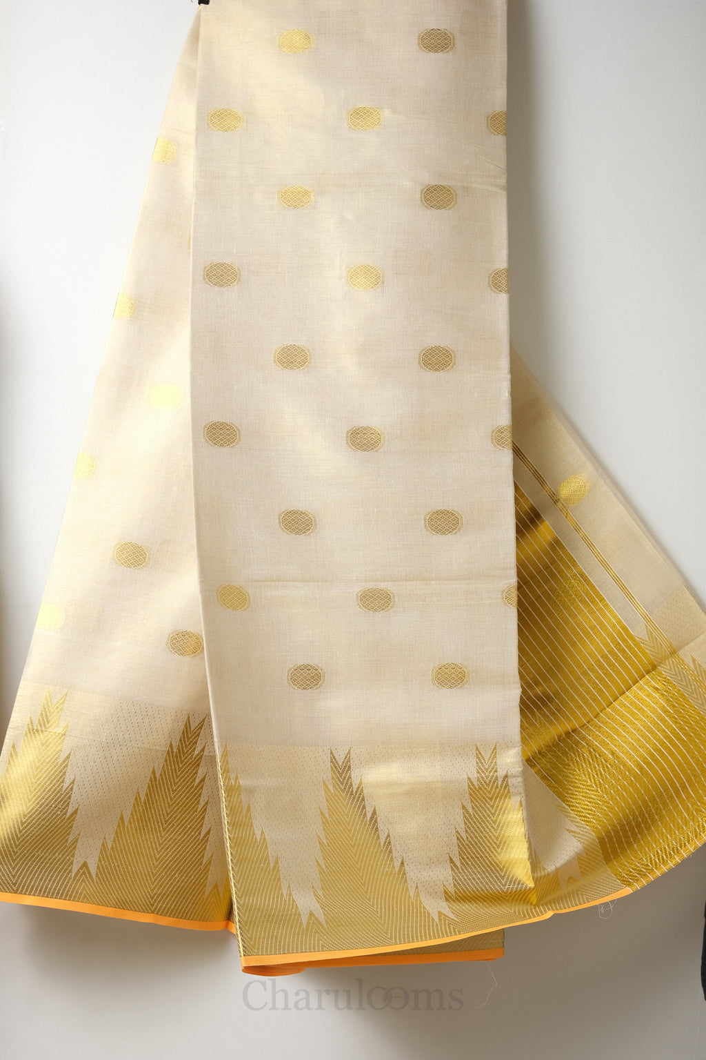Premium Oval Motif Golden Kasav Tissue Set Saree – Royal Heritage Collection