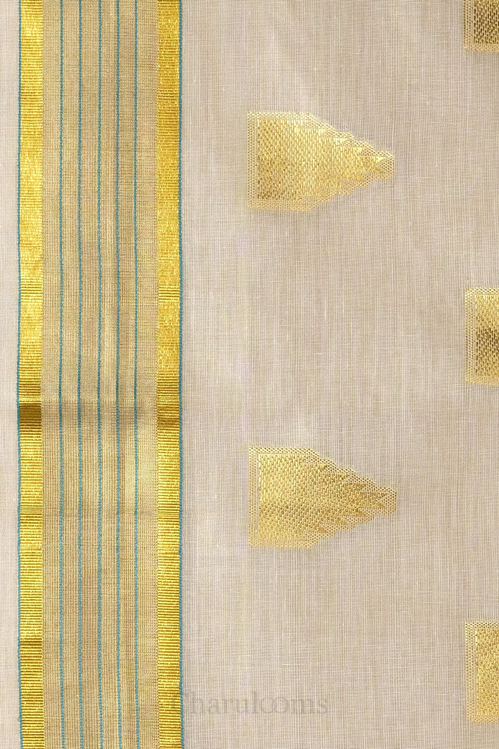 Premium Temple Motif Golden Kasav Tissue Set Saree – Royal Heritage Collection