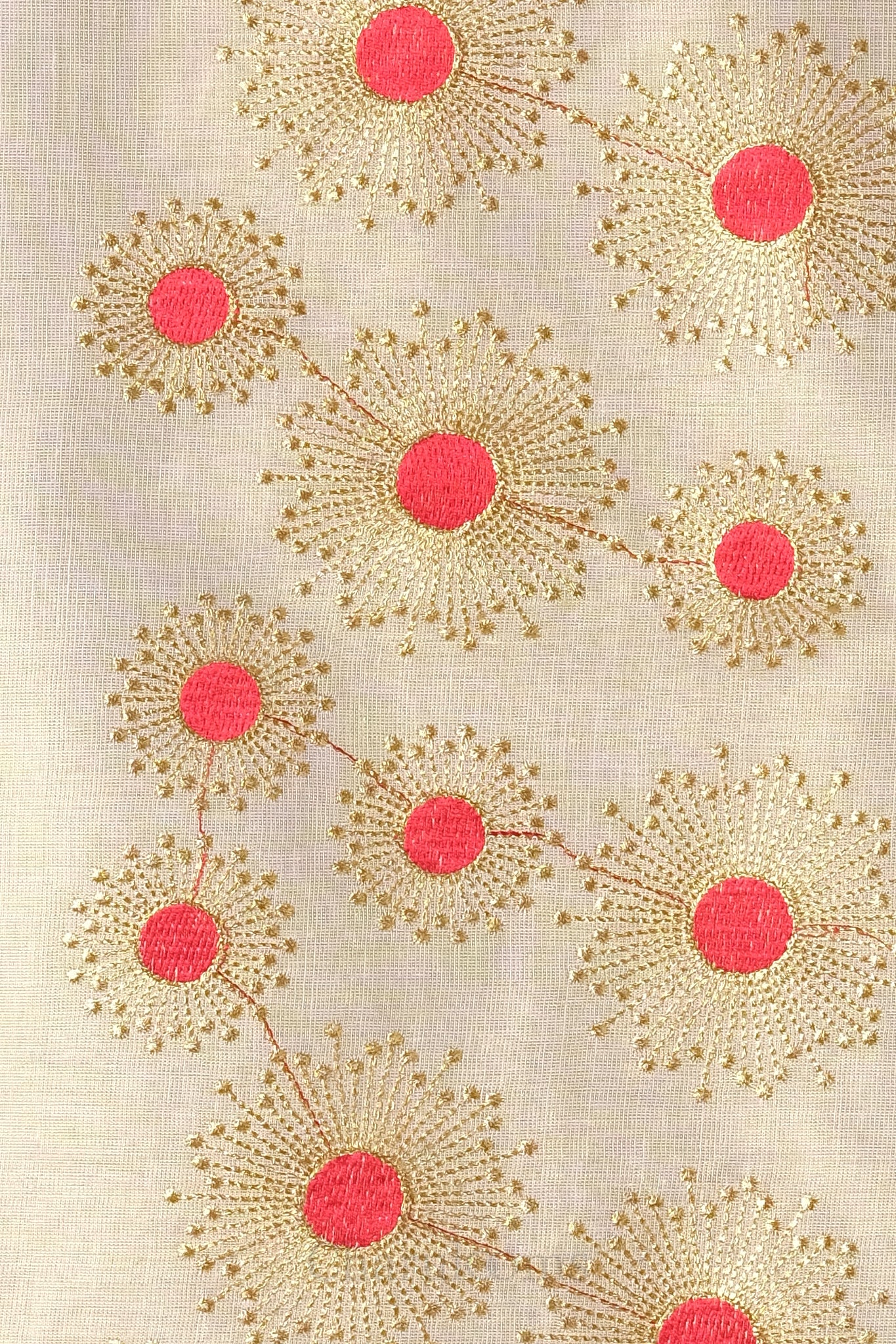 Red & Golden Embroidery Motif Tissue Set Saree – Premium Festive Embroidery