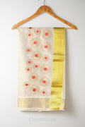 Red & Golden Embroidery Motif Tissue Set Saree – Premium Festive Embroidery