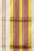 Micro Checks Purple & Gold Cotton Set Saree – Premium Cotton-Blend Dhoti Saree