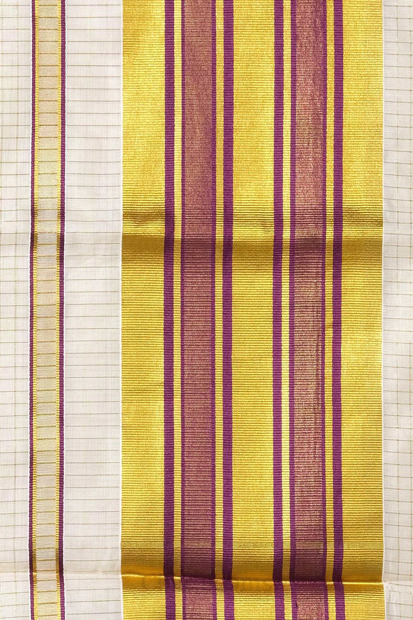 Micro Checks Purple & Gold Cotton Set Saree – Premium Cotton-Blend Dhoti Saree