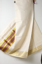 Micro Checks Purple & Gold Cotton Set Saree – Premium Cotton-Blend Dhoti Saree